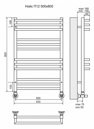 Нойс П12 500х800 Полотенцесушитель  TERMINUS Владимир - фото 3