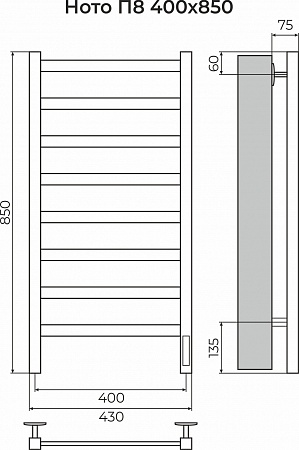 Ното П8 400х850 Электро (quick touch) Полотенцесушитель TERMINUS Владимир - фото 3