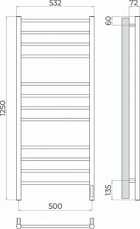 Аврора П12 500х1250 Электро (quick touch) Полотенцесушитель TERMINUS Владимир - фото 3
