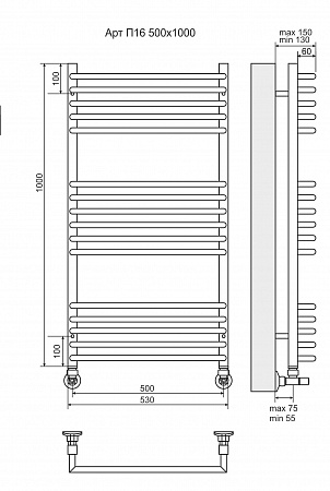Арт П16 500х1000 Полотенцесушитель  TERMINUS Владимир - фото 3